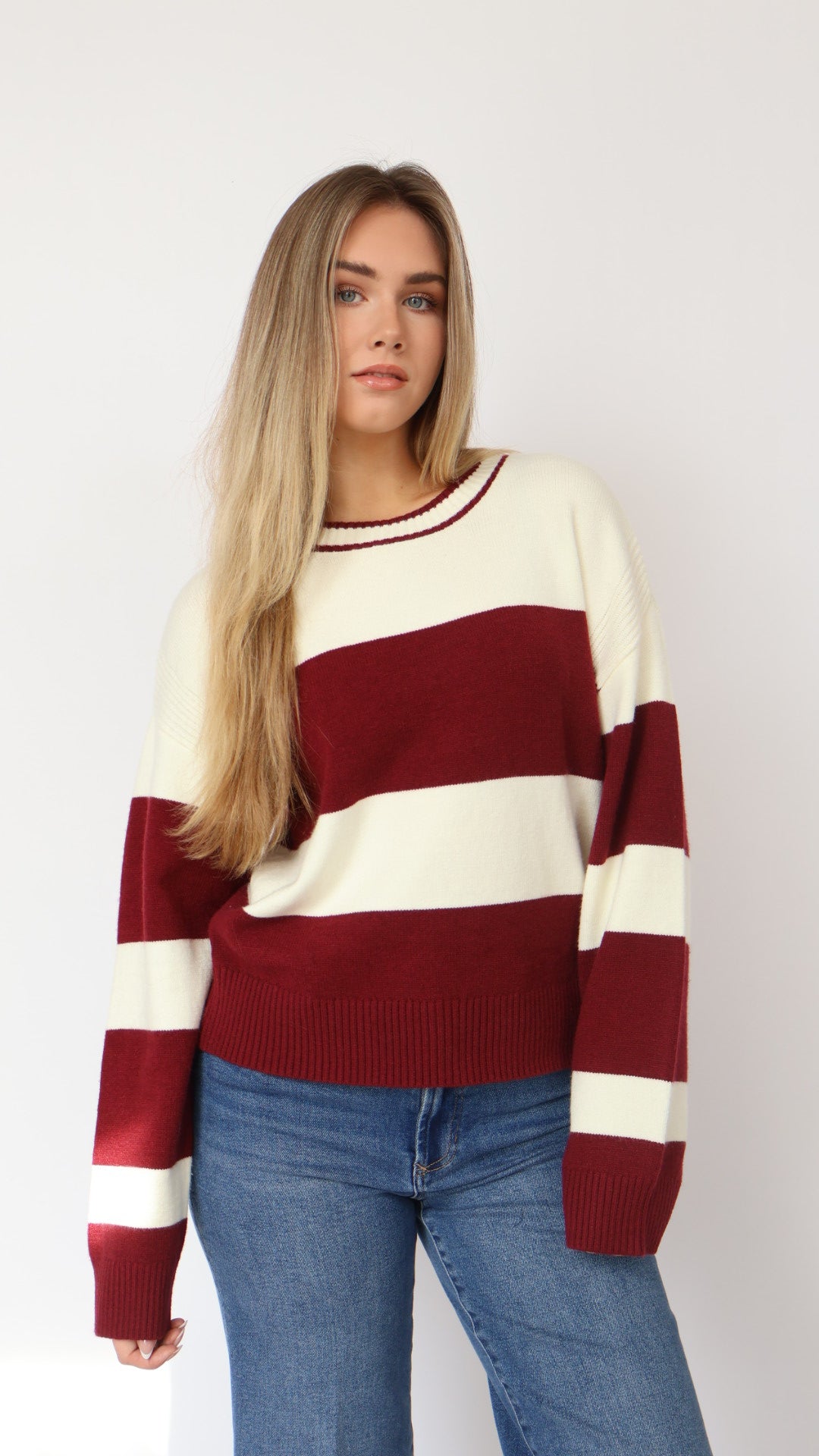 Thread & Supply Tabitha Burgundy Stripe Sweater