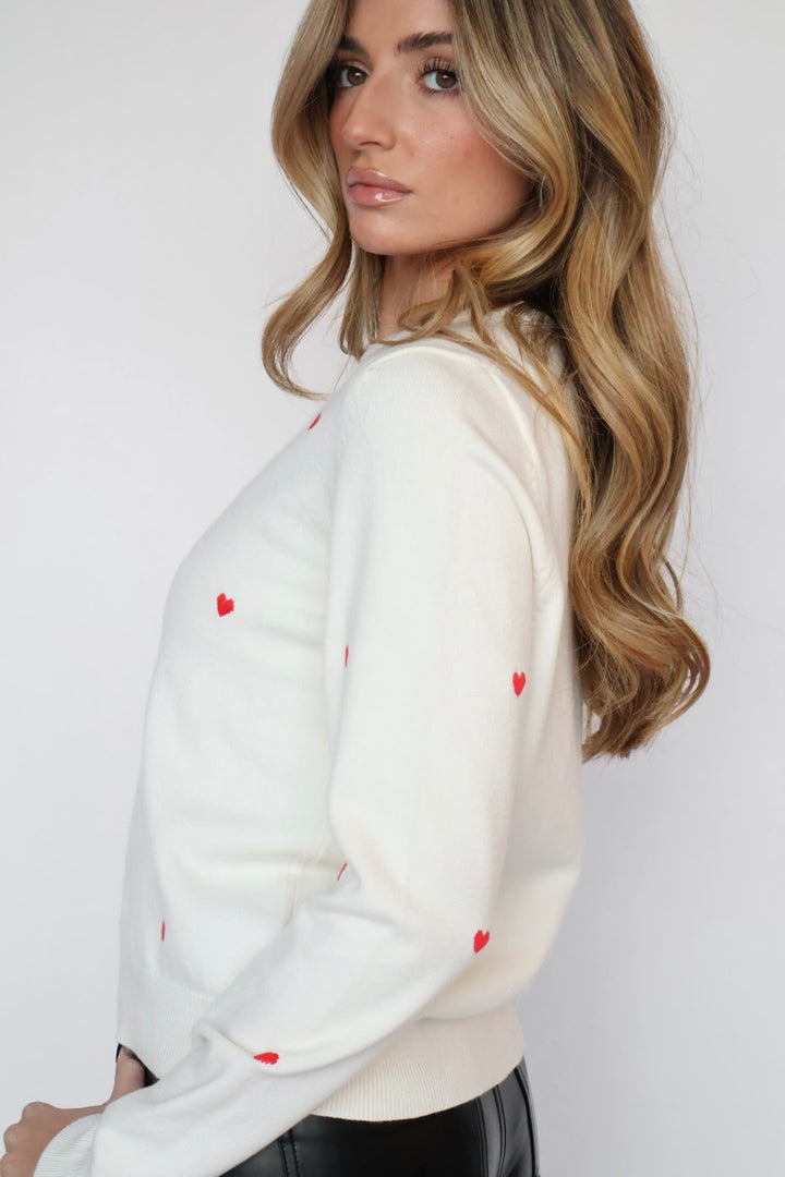 Heart Embroidery Sweater Top