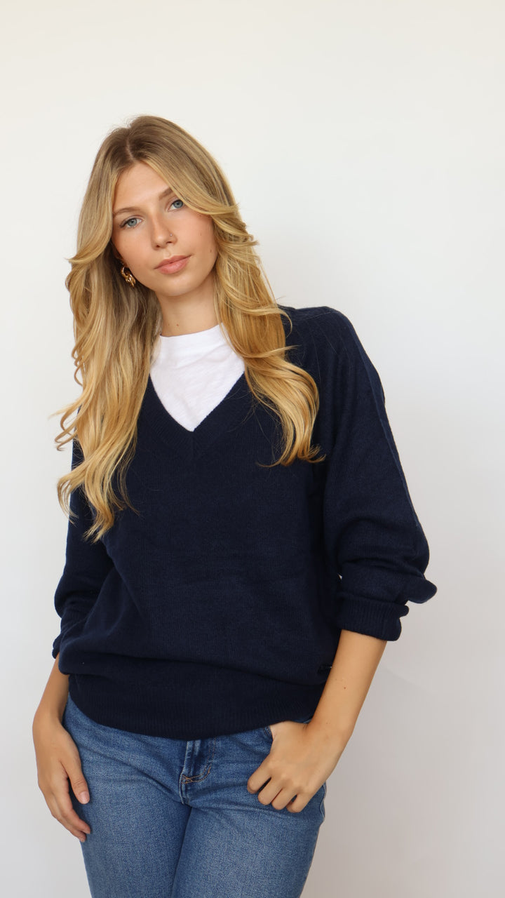 V Neck Knit Pullover Sweater