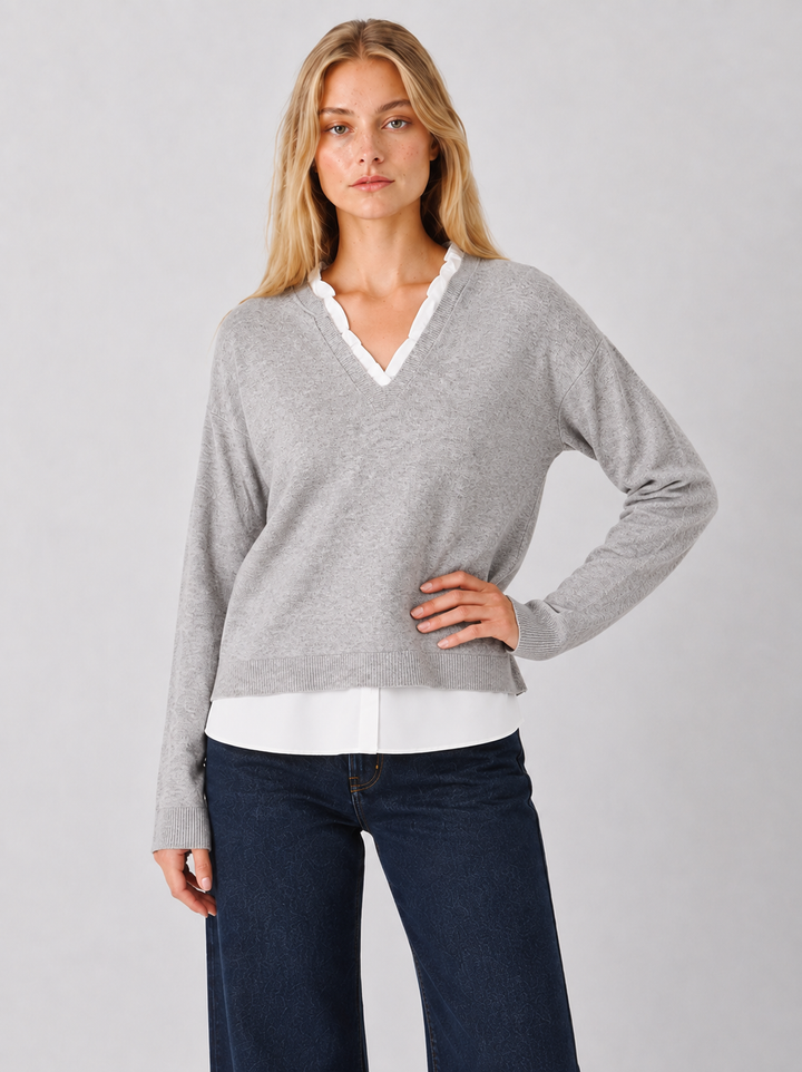 V-Neck Double Layer Sweater