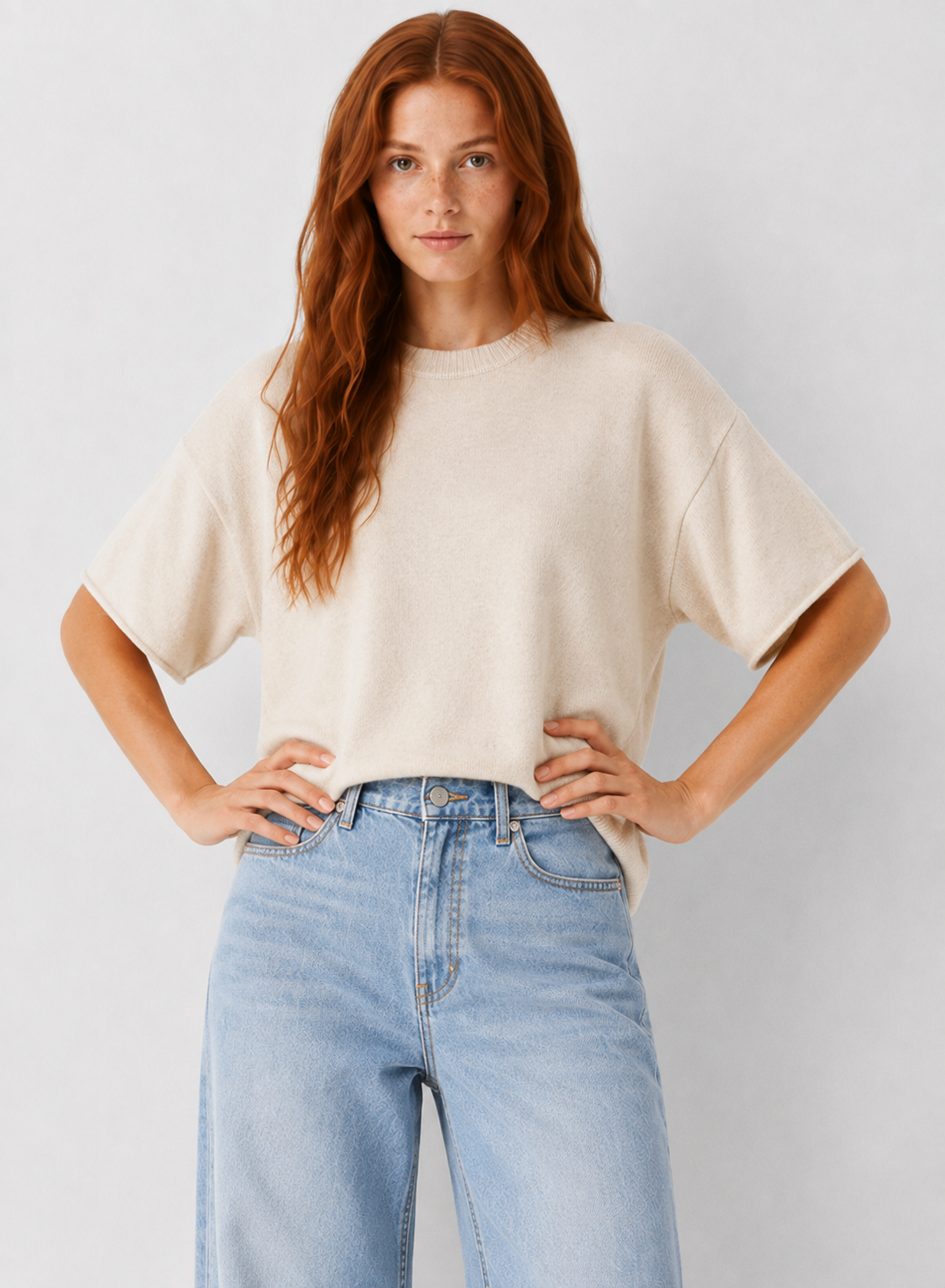 Oversized Short Sleeve Knit Sweater