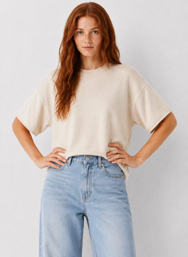 Oversized Short Sleeve Knit Sweater