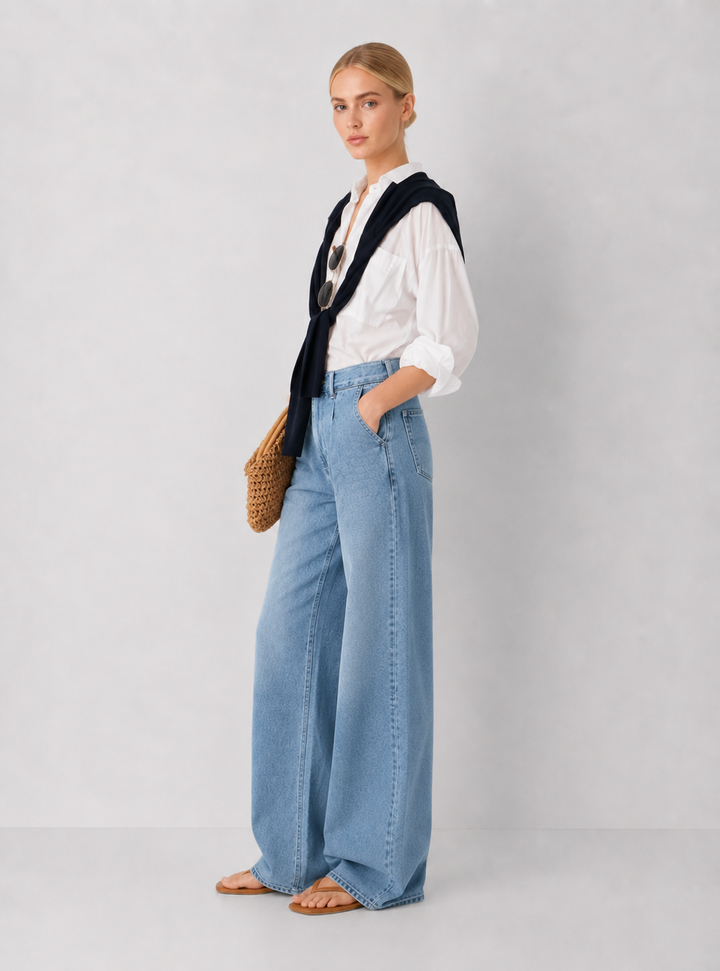 Cropped Adrianna Button Down - White
