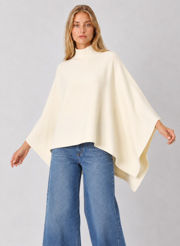 Mock Neck Poncho Sweater
