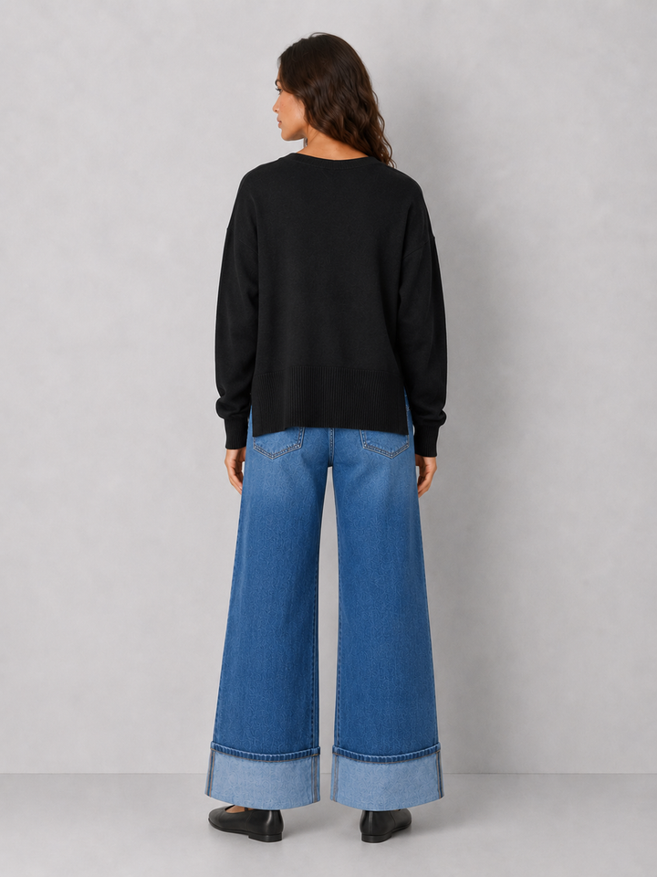 V-neck Drop Shoulder Sweater