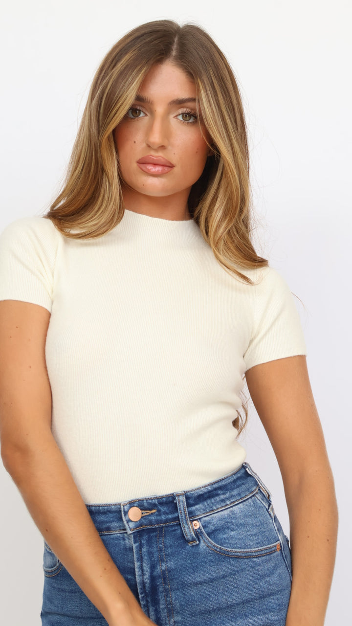 Soft Knit Short Sleeve Sweater Top