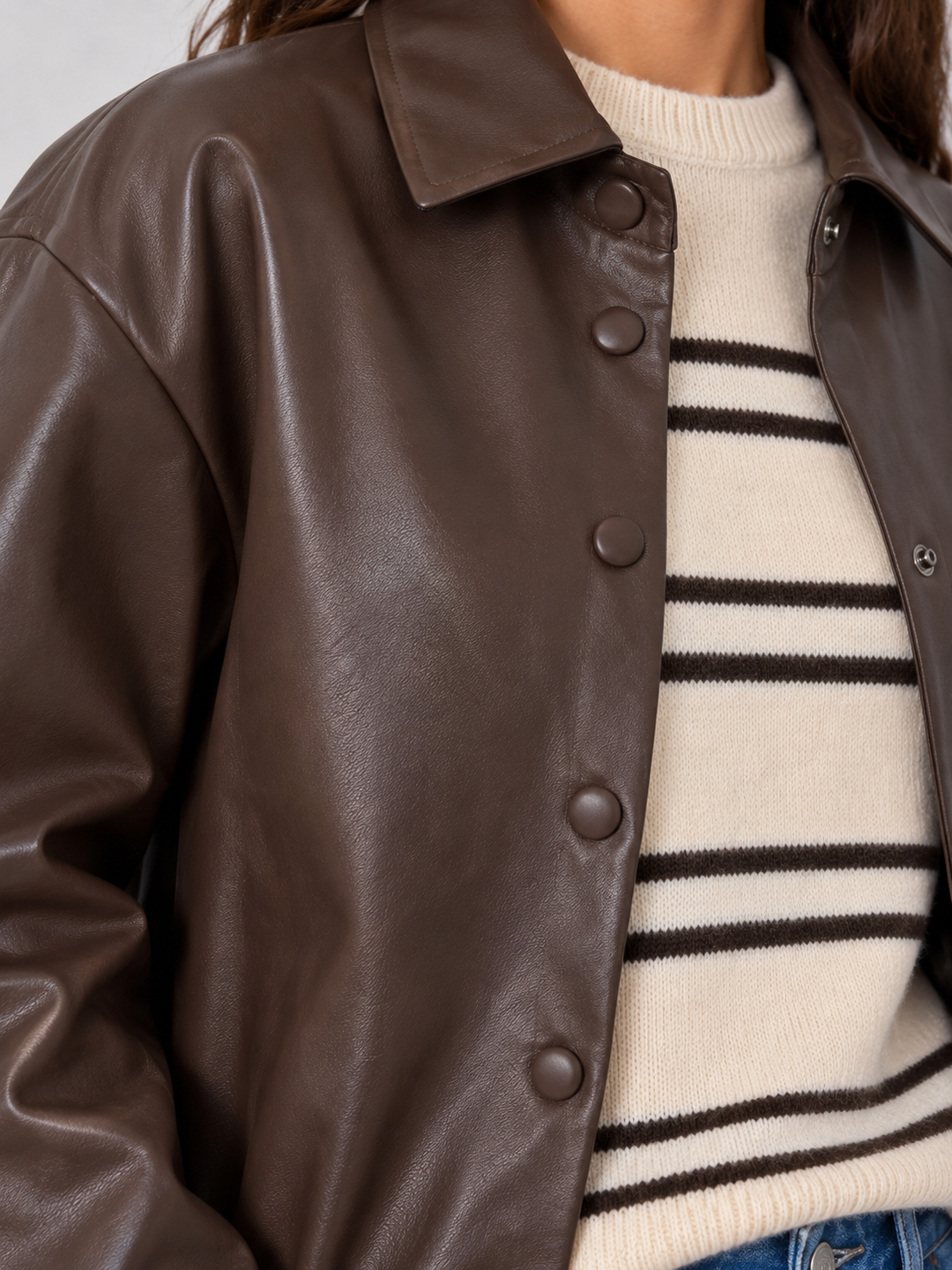 Vegan Leather Bomber Jacket