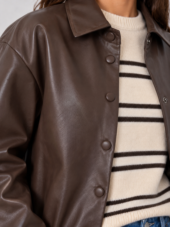 Vegan Leather Bomber Jacket