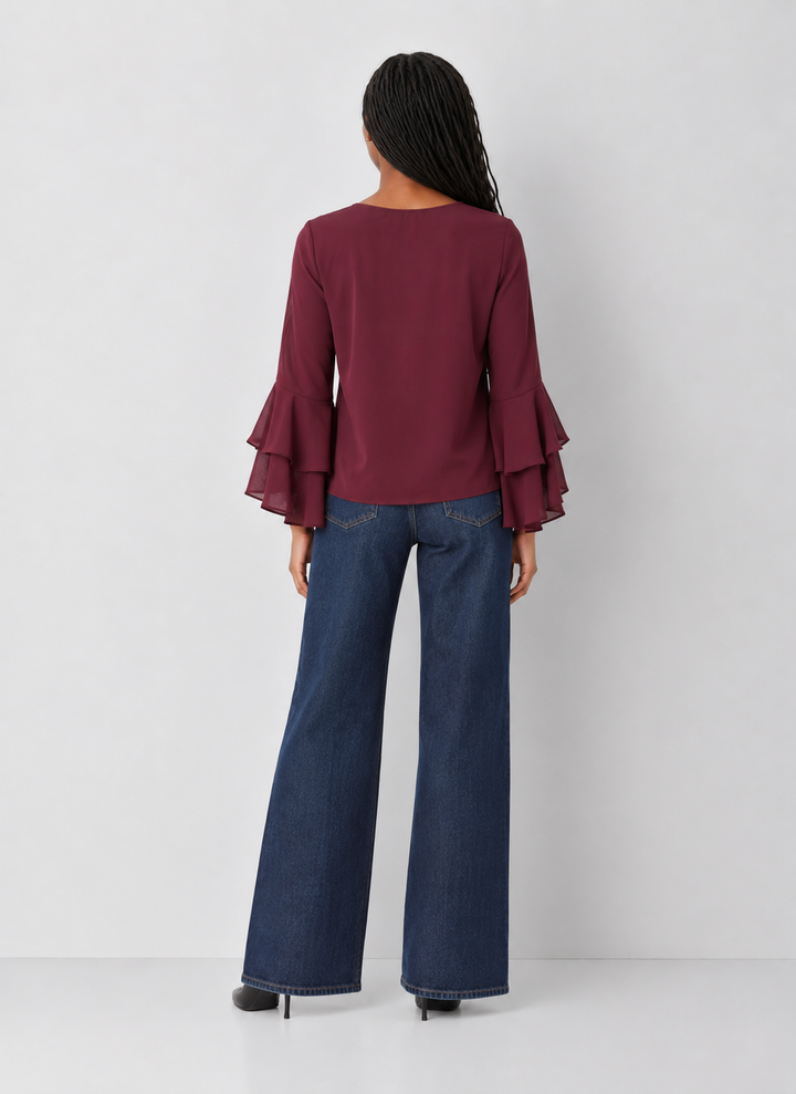 Ruffled Bell Sleeve Blouse