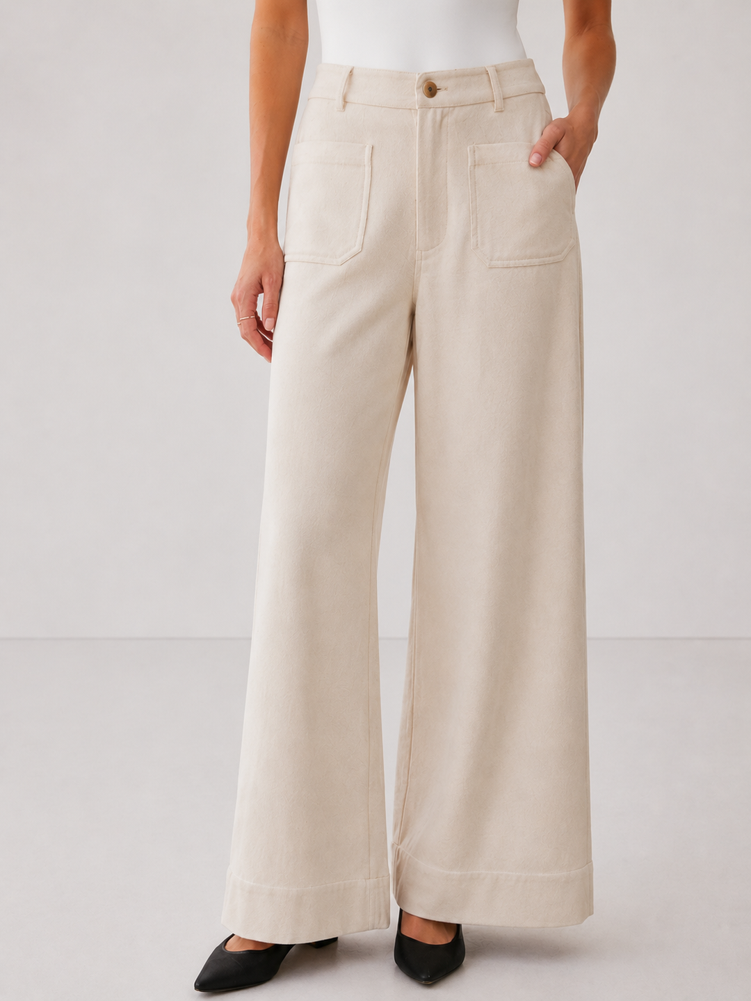 Faux Suede Wide Leg Pants
