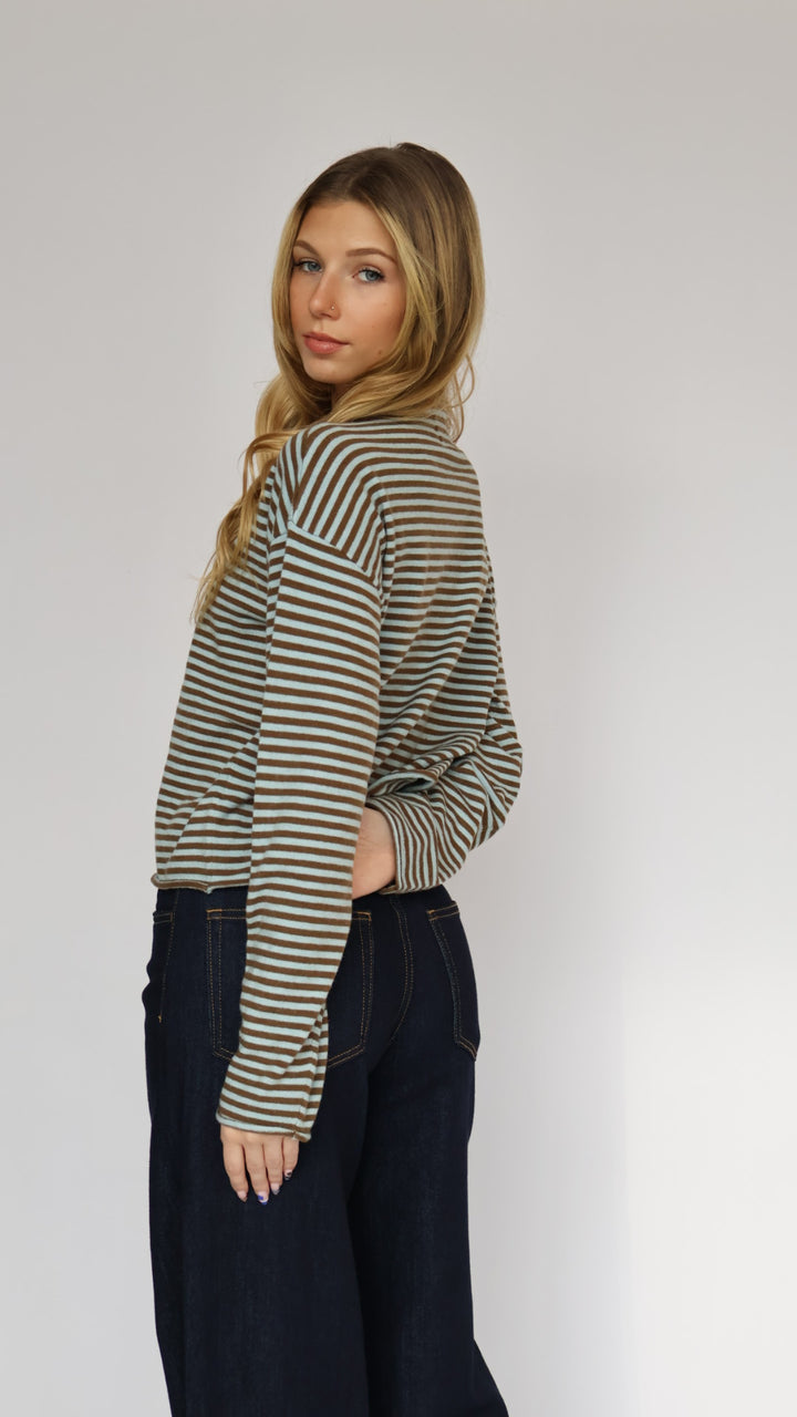 Striped Button-Up Cardigan