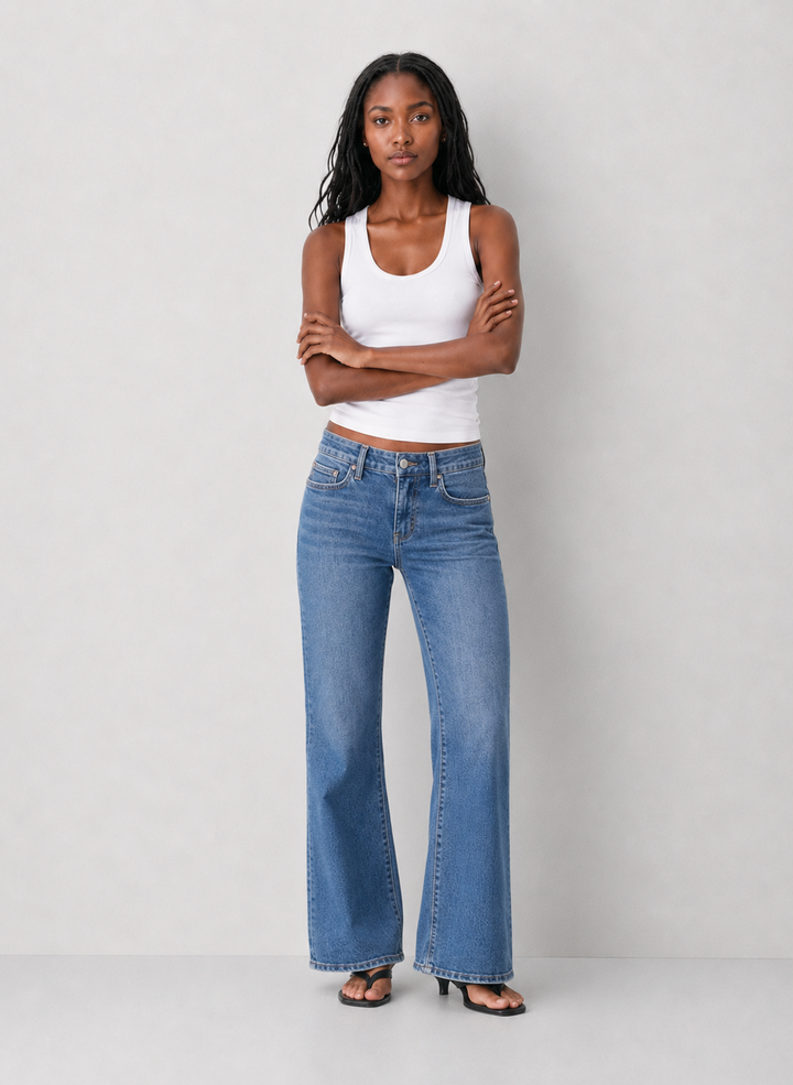 Reis Mid Rise Seamless Waistband Boot Cut Jeans