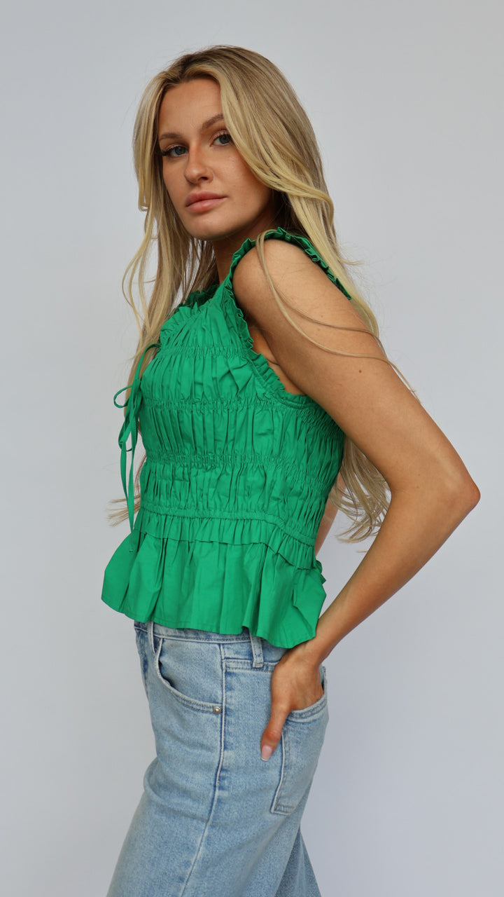 Front-Tie Smocked Top