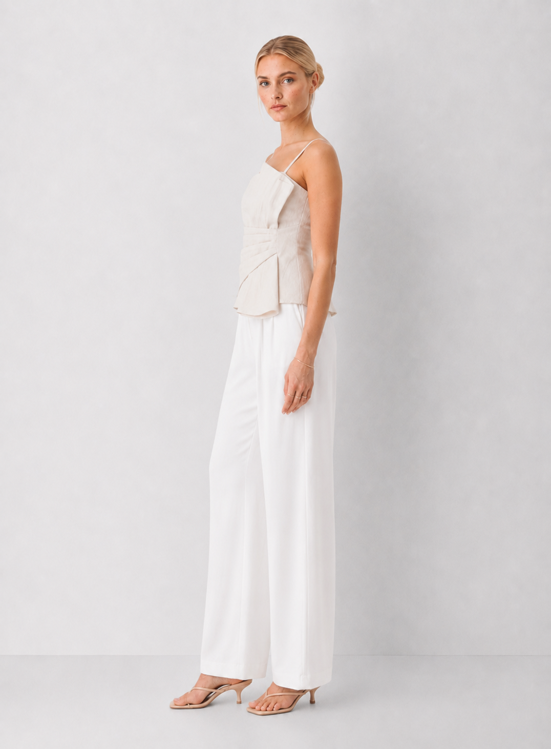 Draped Pleated Strap Top
