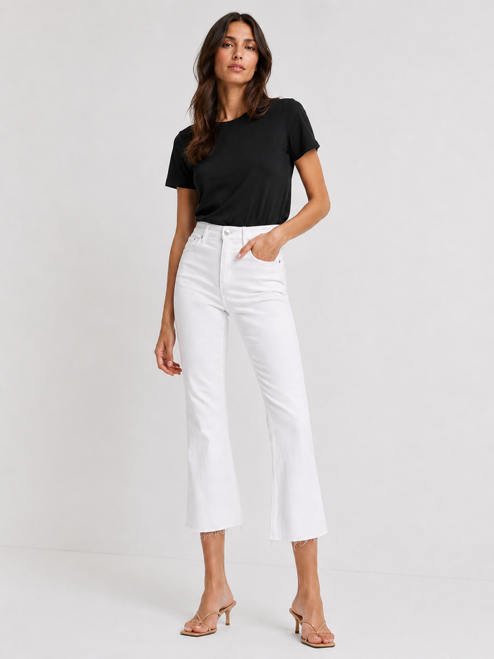 Just Black Denim Tonal Crop Flare Jeans - White