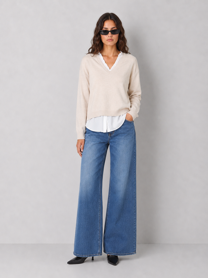 V-Neck Double Layer Sweater