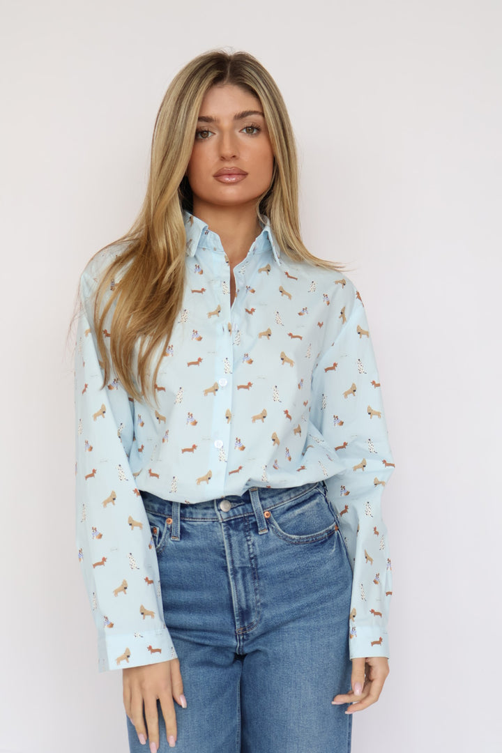 Dog Print Button Down