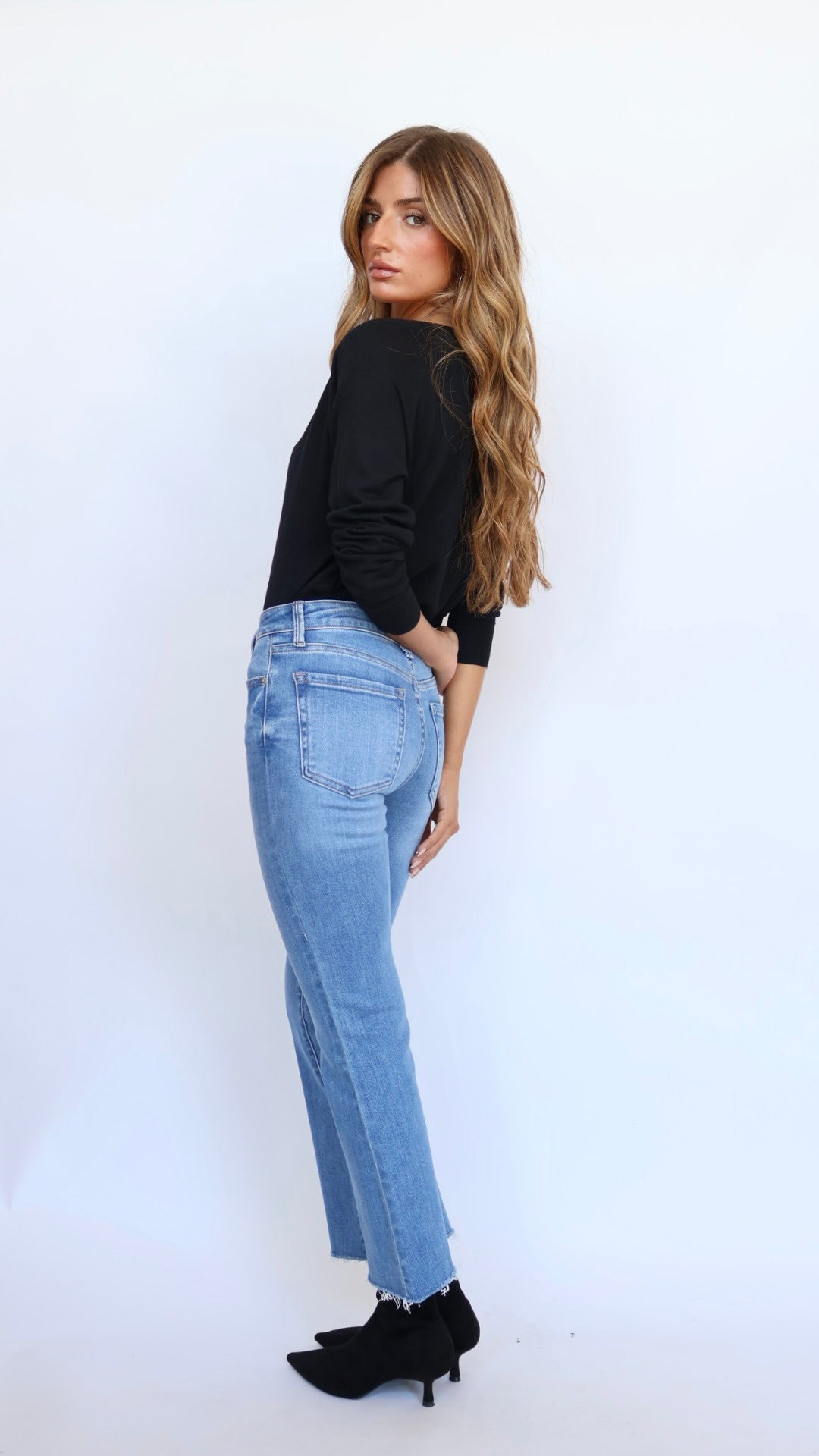 Just Black Denim Essential High Rise Crop Flare Jean