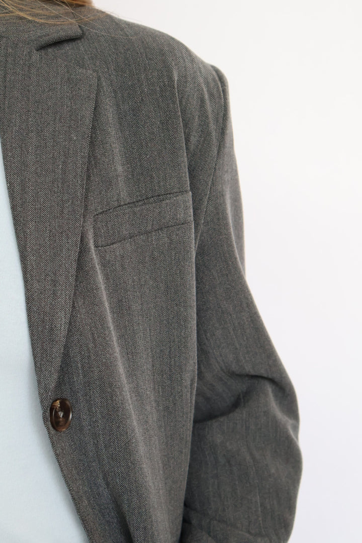 Oversized Button Front Blazer with Front Pockets