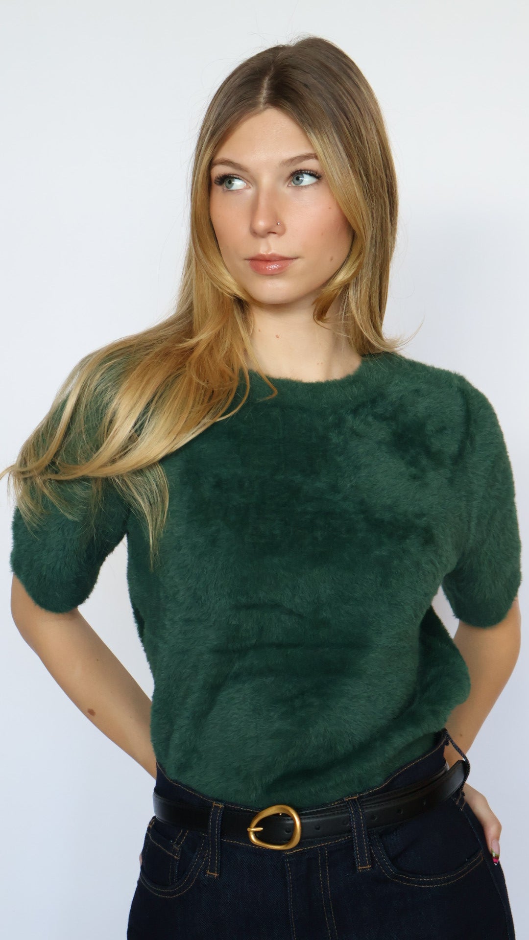 Susie Fluffy Short Sleeve Sweater