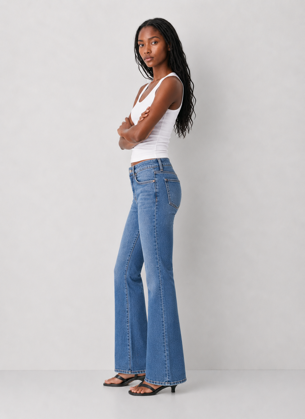 Reis Mid Rise Seamless Waistband Boot Cut Jeans