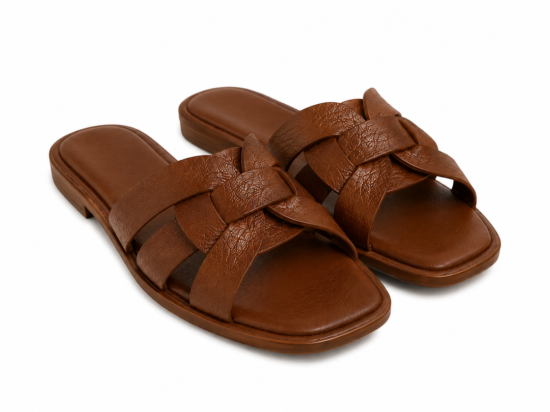 Padded Knot Detail Slide Sandals