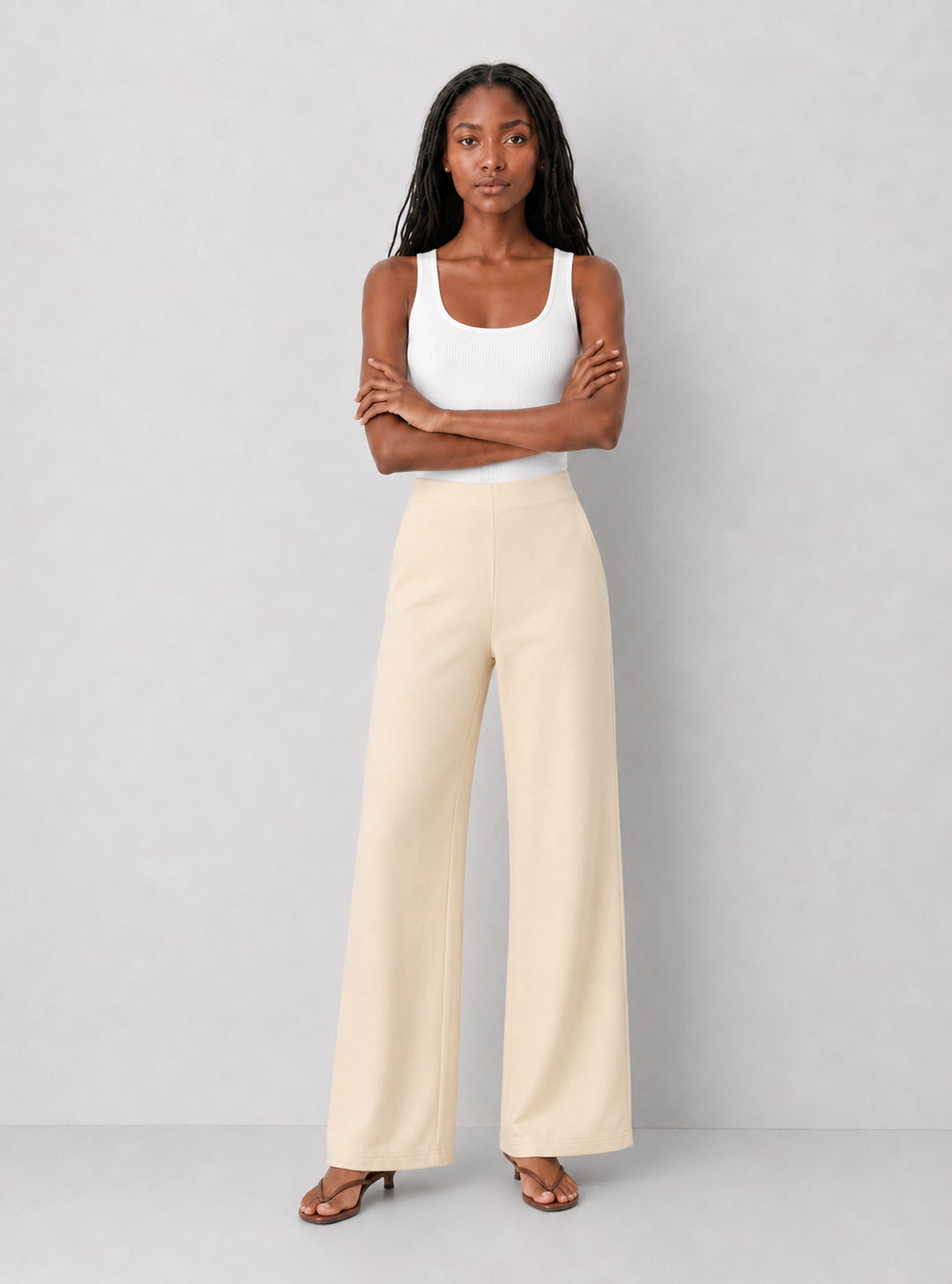 High-waisted Wide-leg Pants In Premium Stretch - FINAL SALE