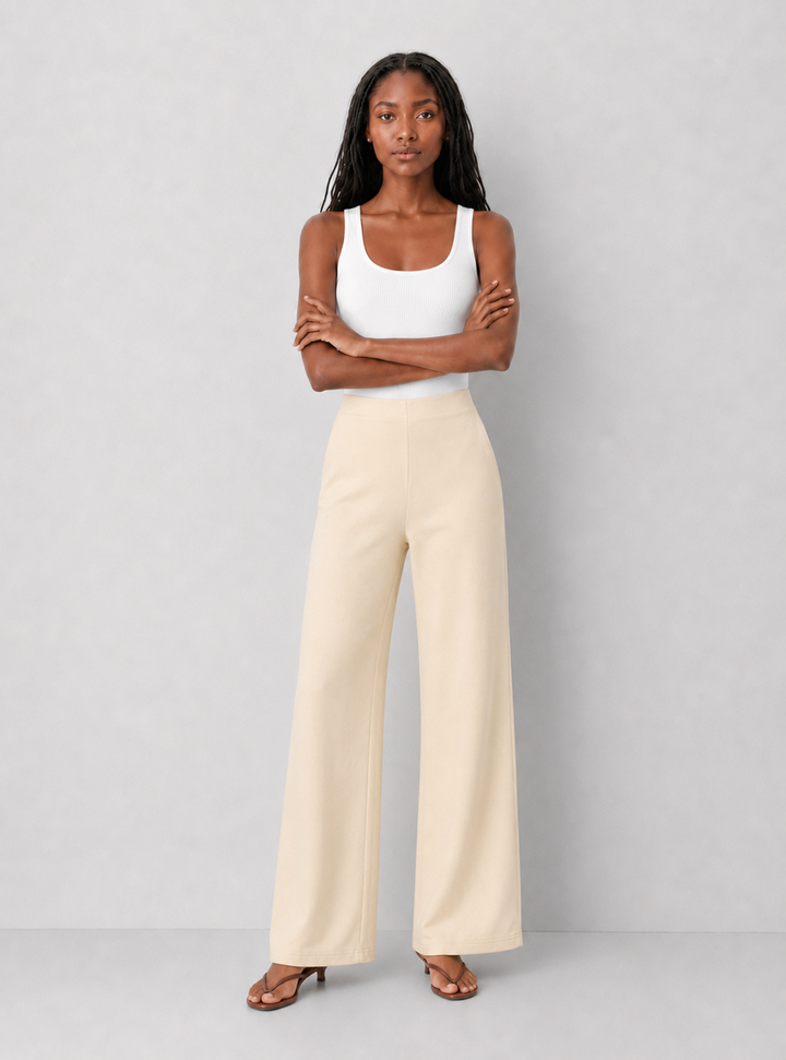 High-waisted Wide-leg Pants In Premium Stretch - FINAL SALE