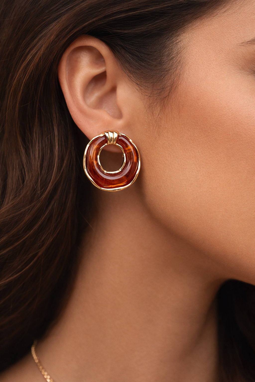 Tortoise Circle Earring