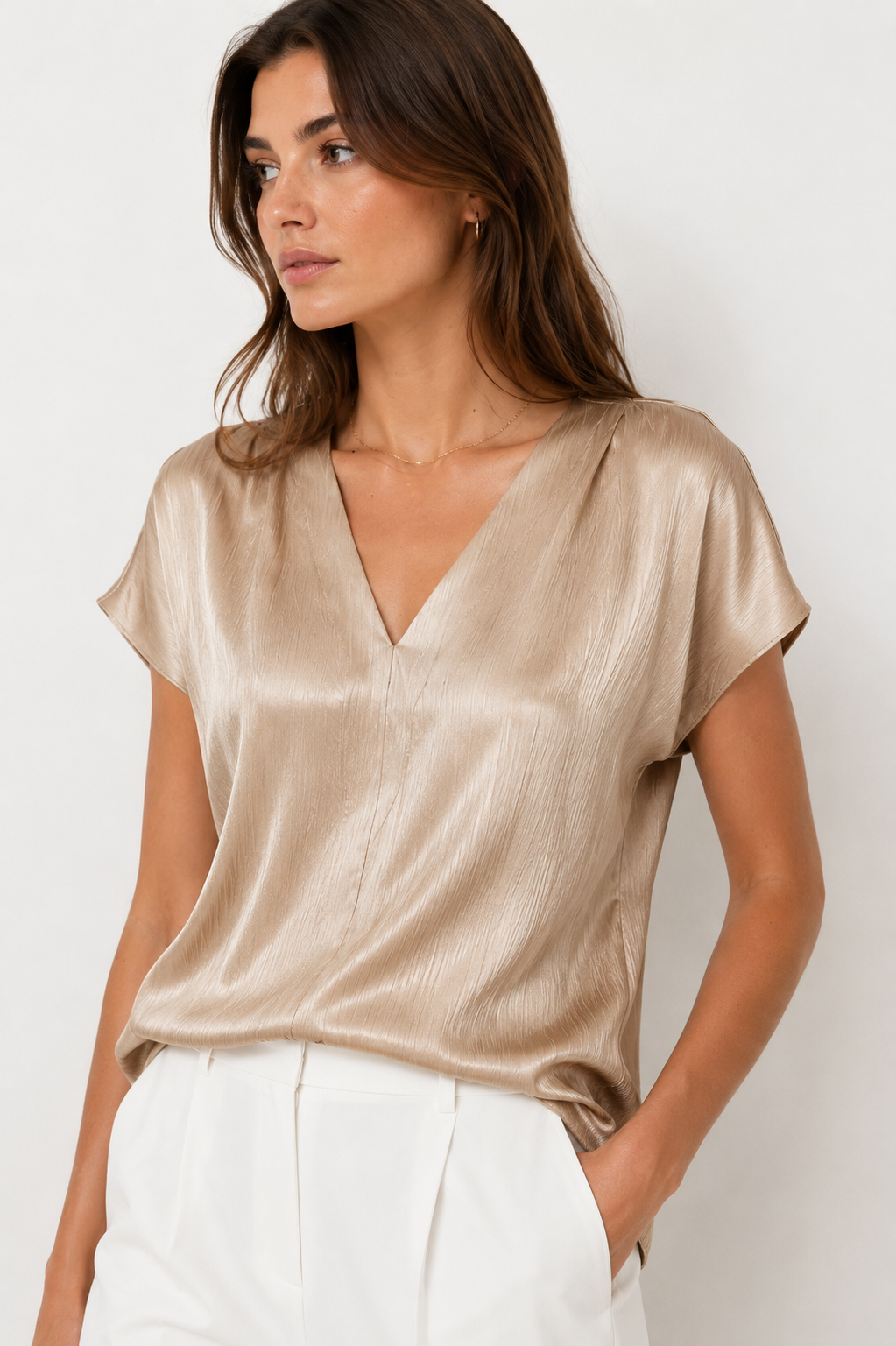 Pleated Cap Sleeve Top