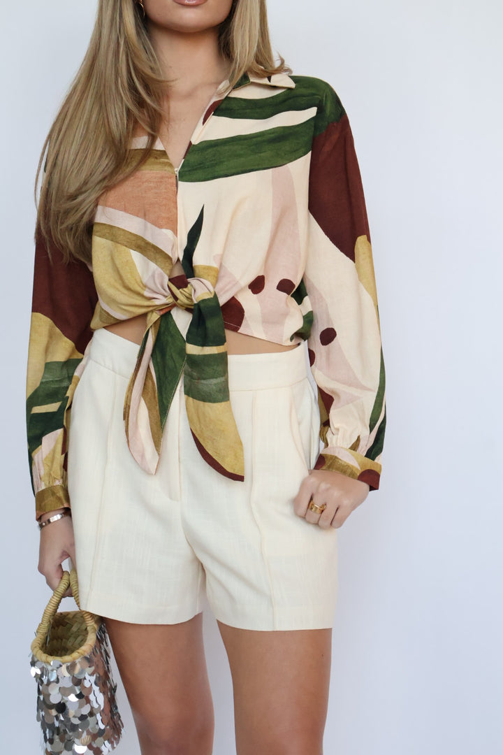 Linen Elastic Back Trouser Shorts