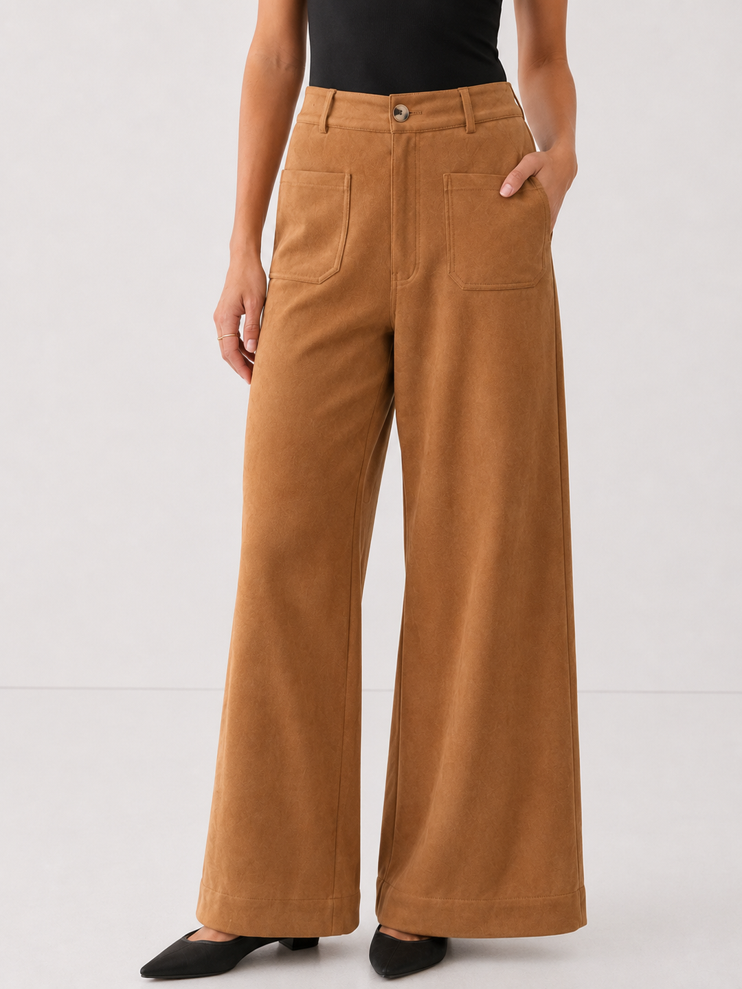 Faux Suede Wide Leg Pants