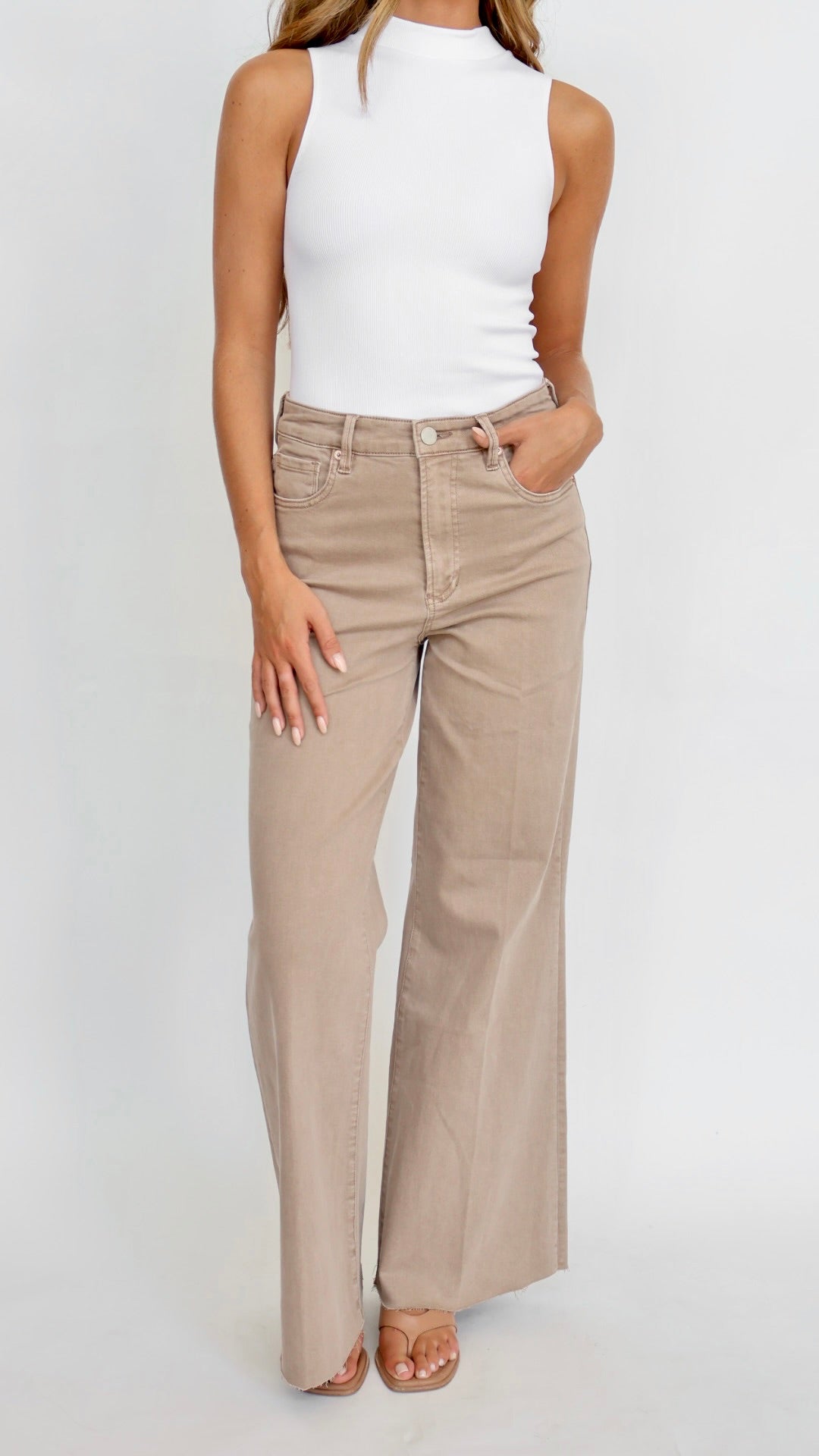 Dear John Denim Fiona Wide Leg Jeans Mink