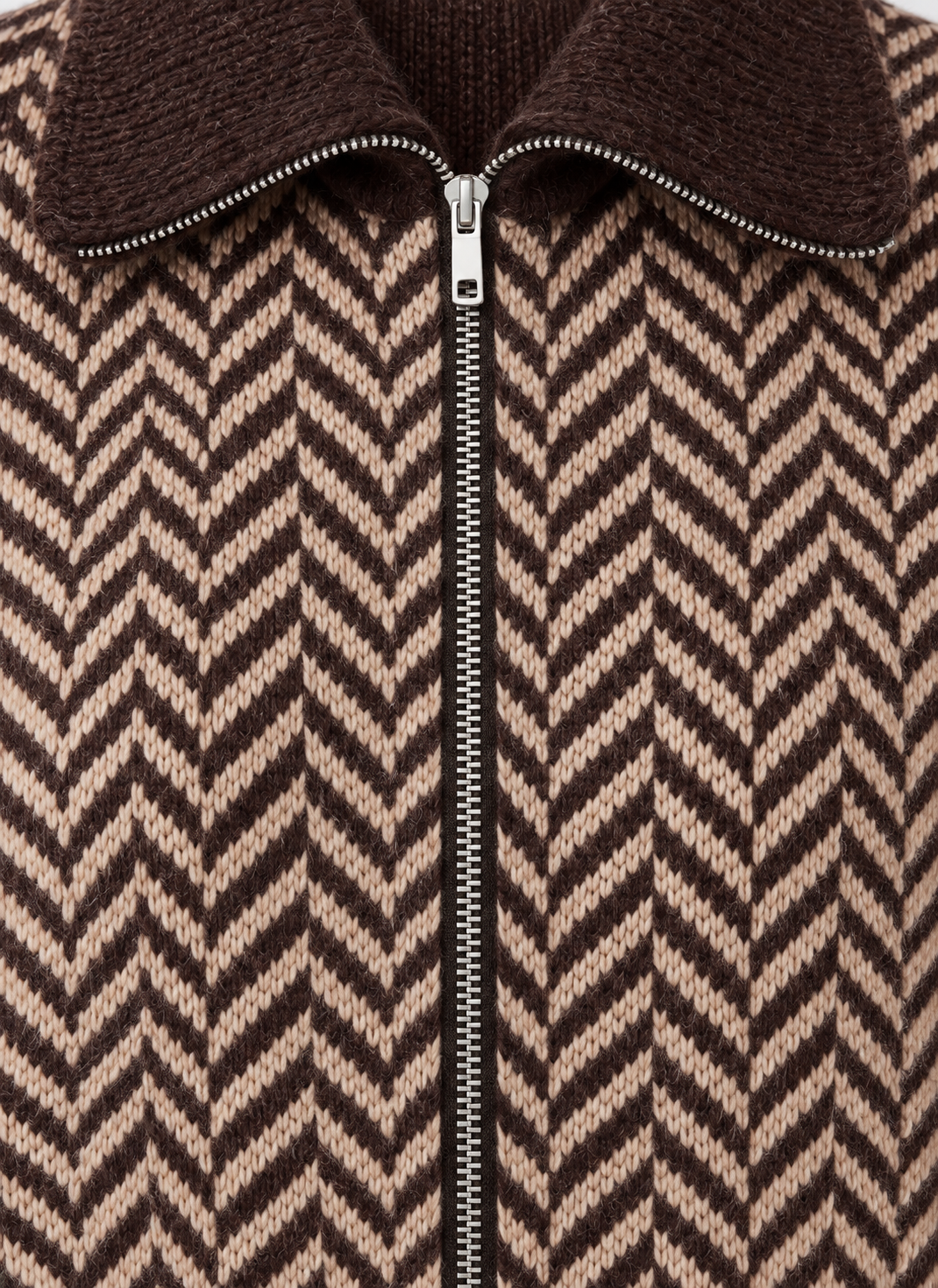 Habitual Herringbone Zip Front Cardigan