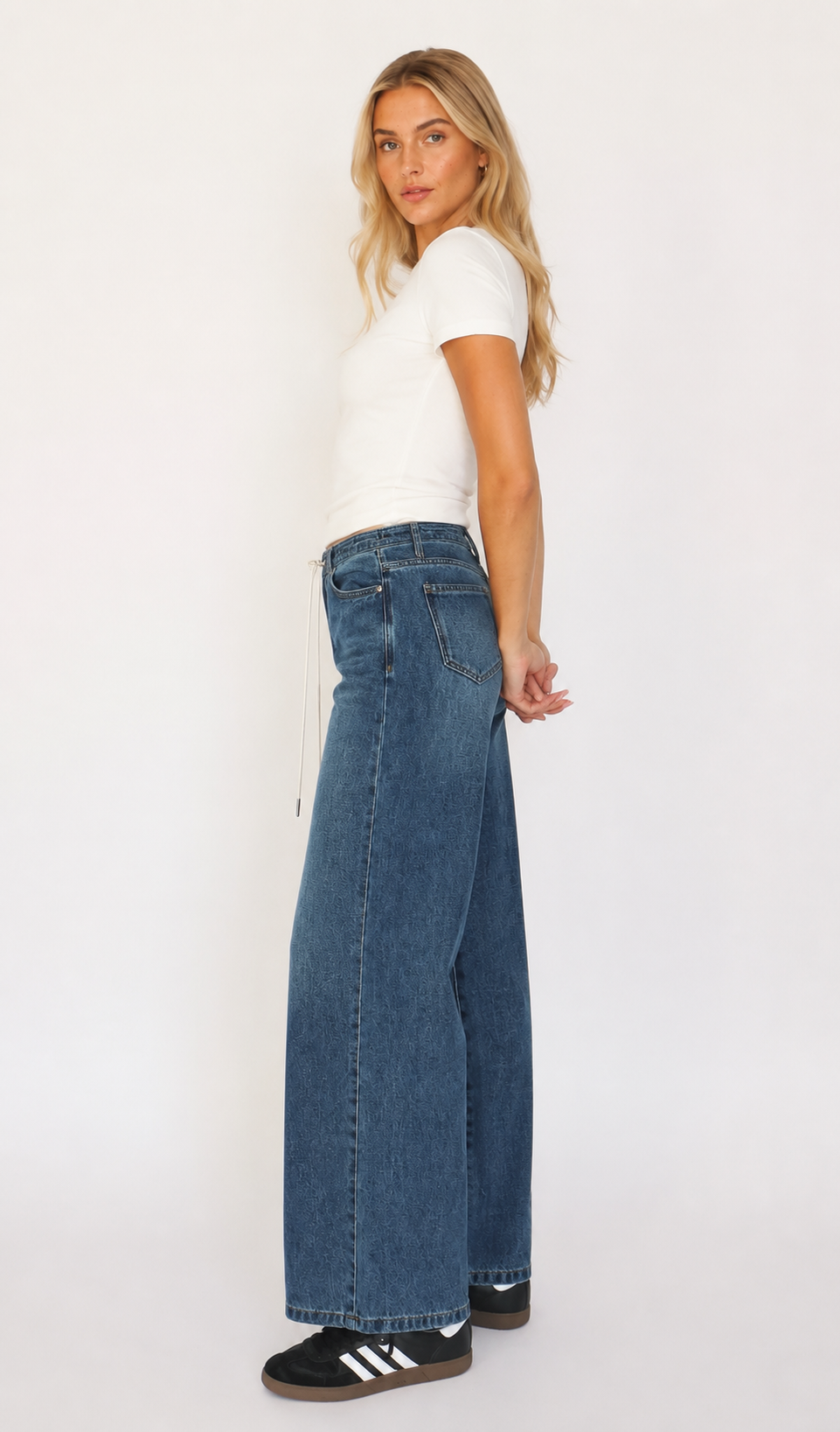 Habitual Jade Drawstring Wide Leg Jeans