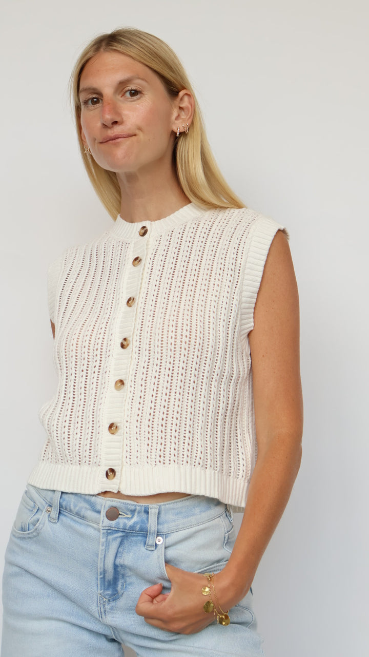 Classic Knit Button-Front Vest