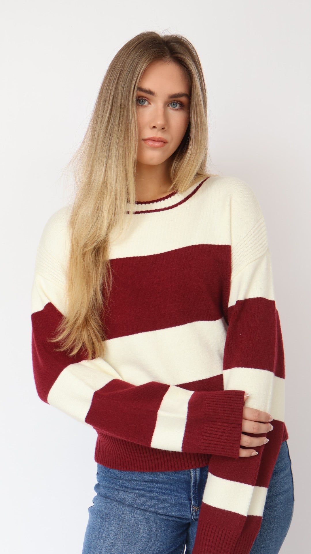 Thread & Supply Tabitha Burgundy Stripe Sweater