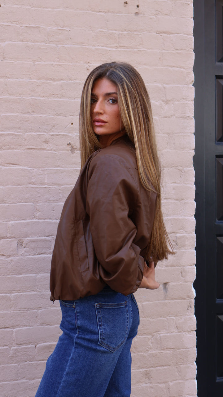 Pinch Vegan Leather Bomber Jacket