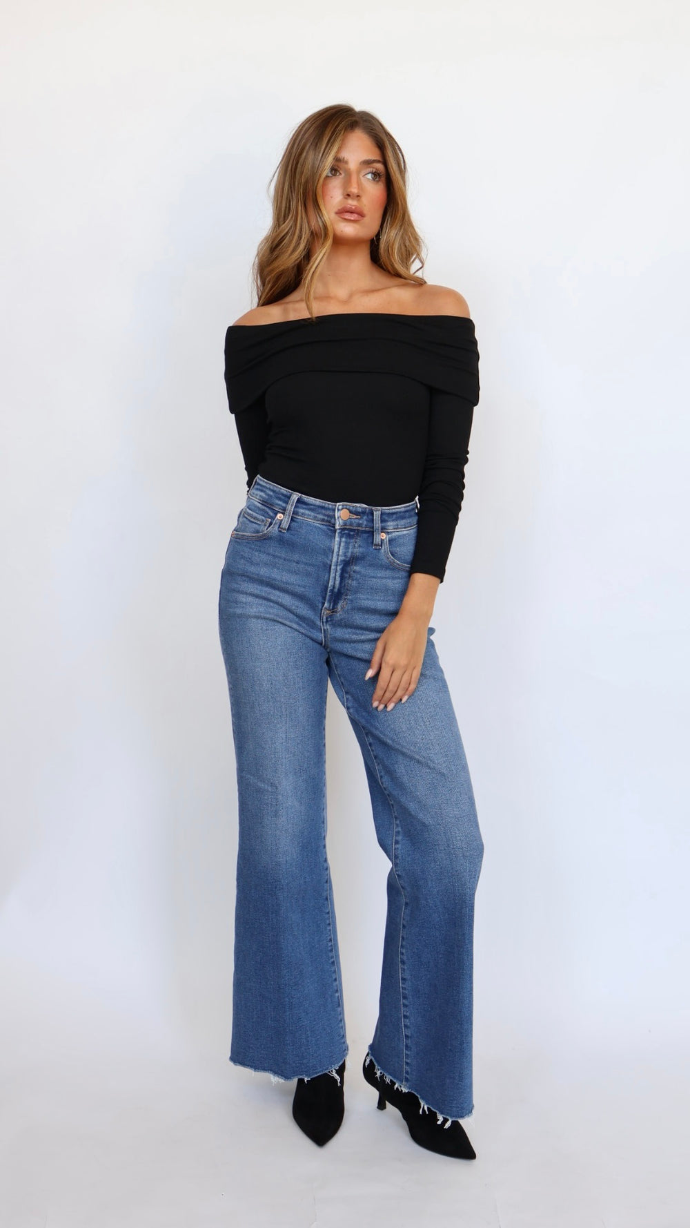 Dear John Denim Fiona Slim Wide Leg Jeans Midtown