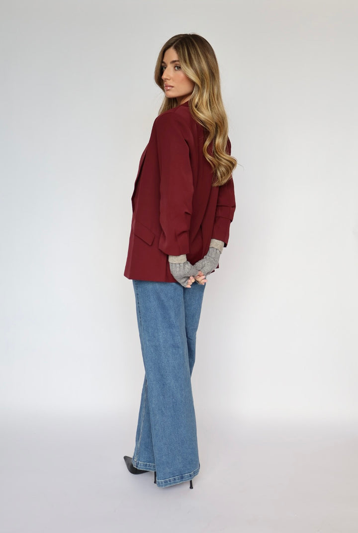 Ruched Sleeve Blazer