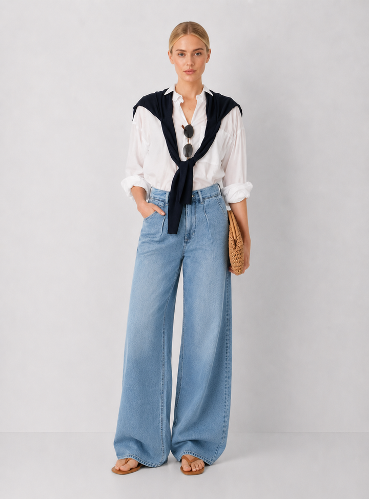 Cropped Adrianna Button Down - White