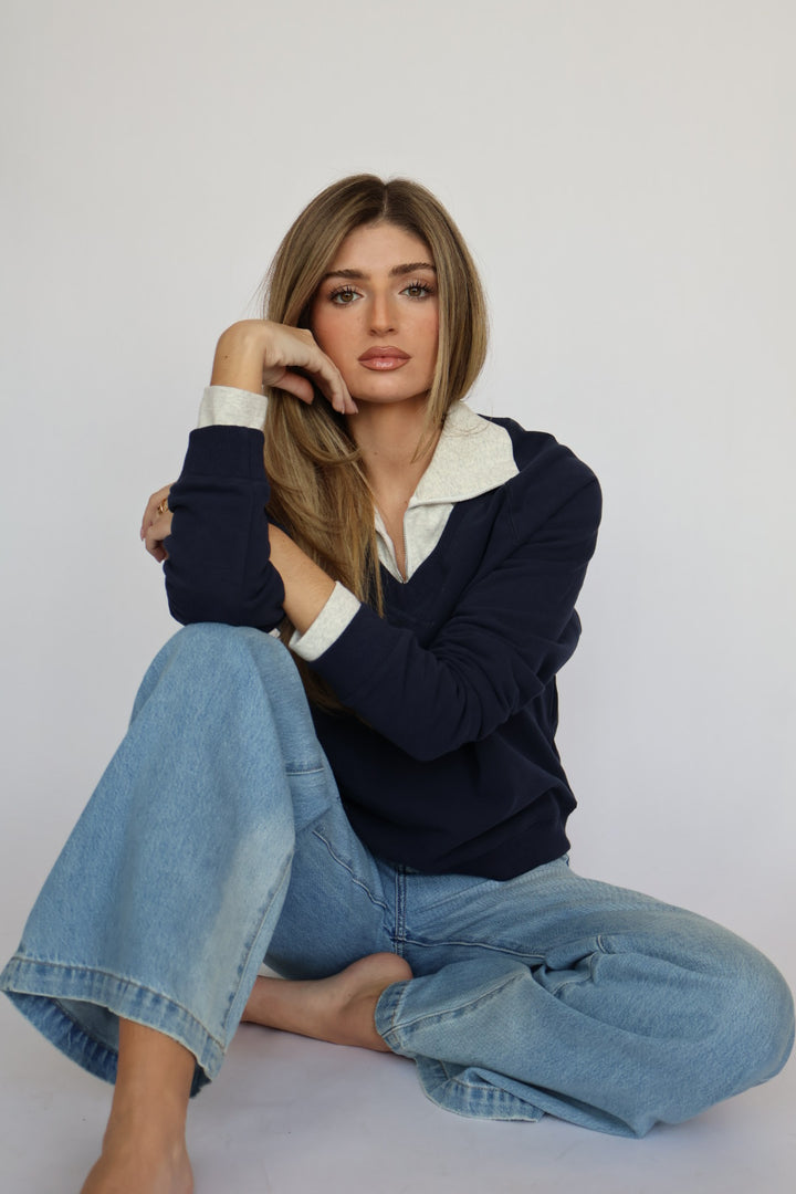 BEST SELLER : Loren Ribbed Cotton Zip Long Sleeve Top 40% OFF IN CART