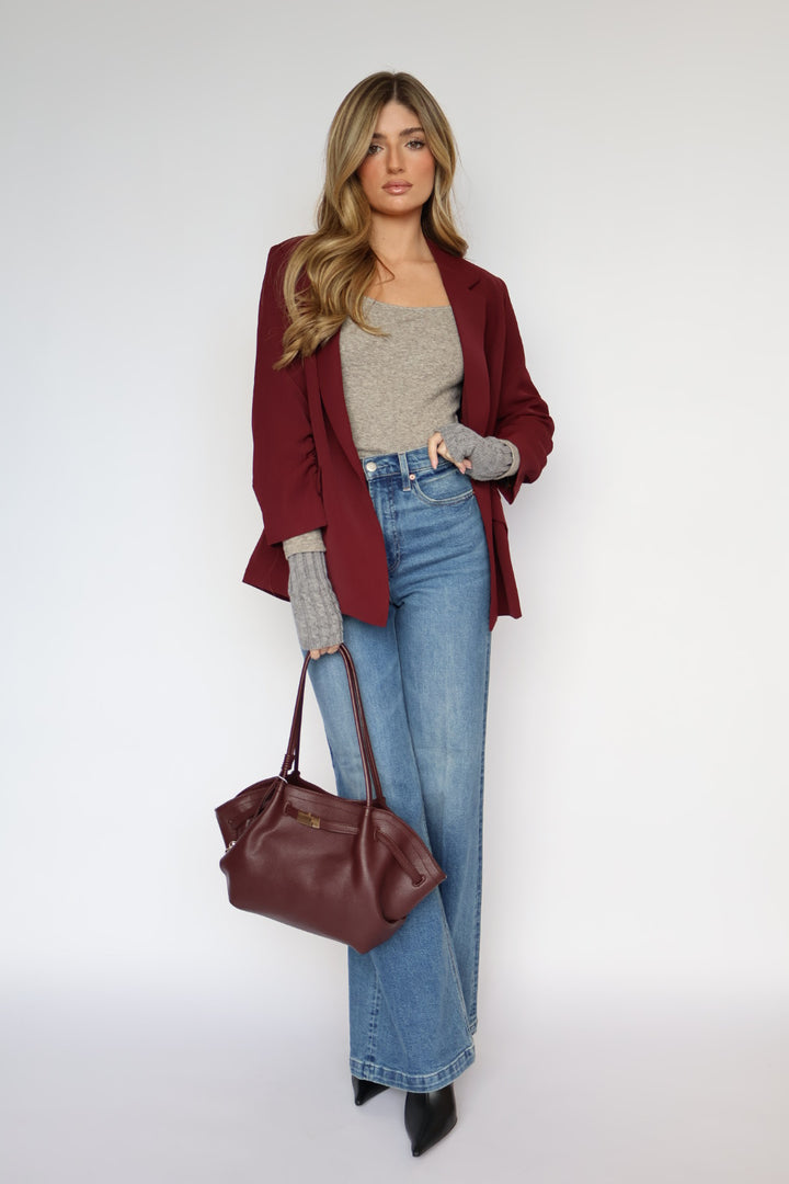 Ruched Sleeve Blazer