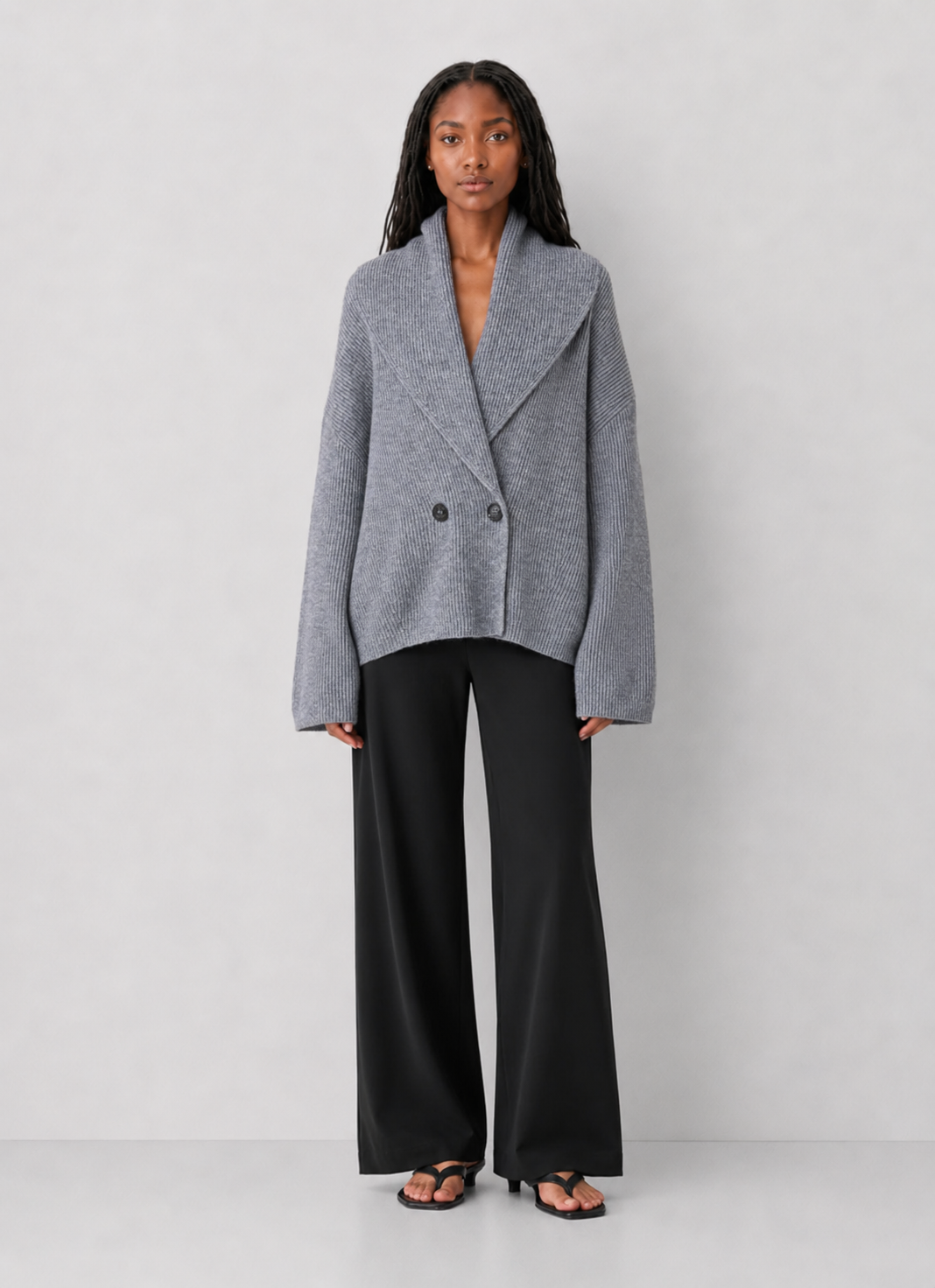 Shawl Collar Wrap Knit Cardigan