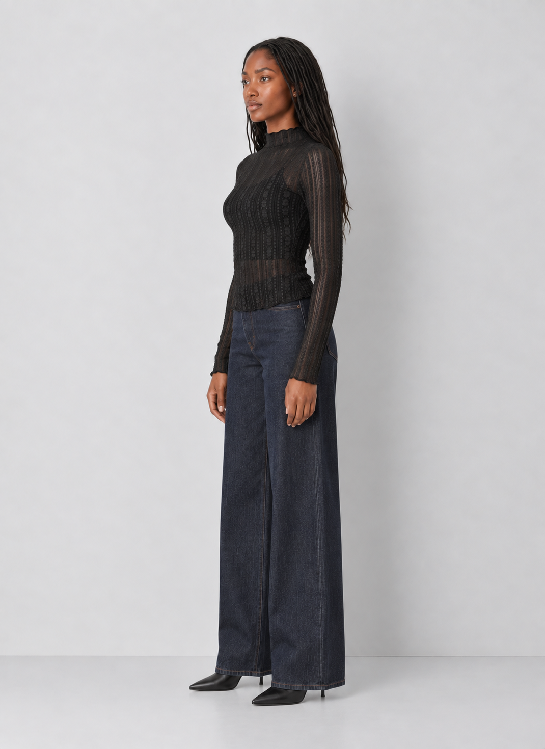 Sheer Lace Long Sleeve Top
