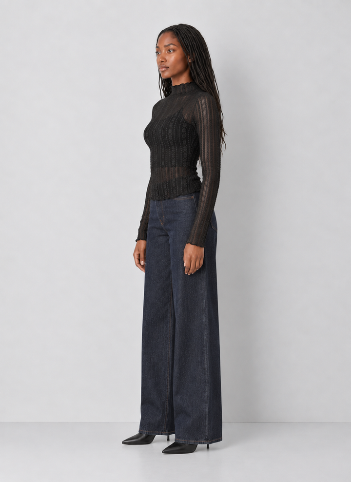 Sheer Lace Long Sleeve Top