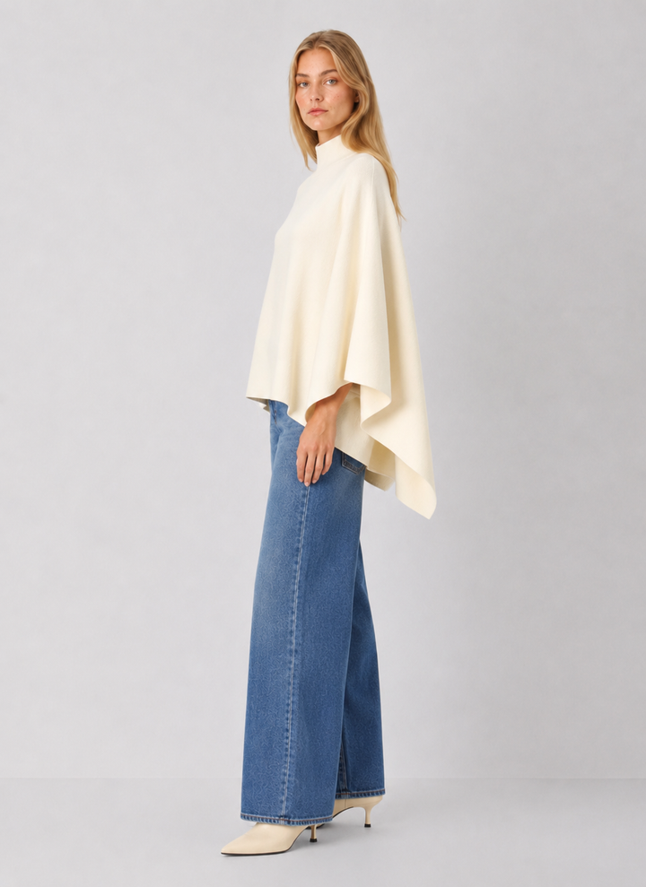 Mock Neck Poncho Sweater