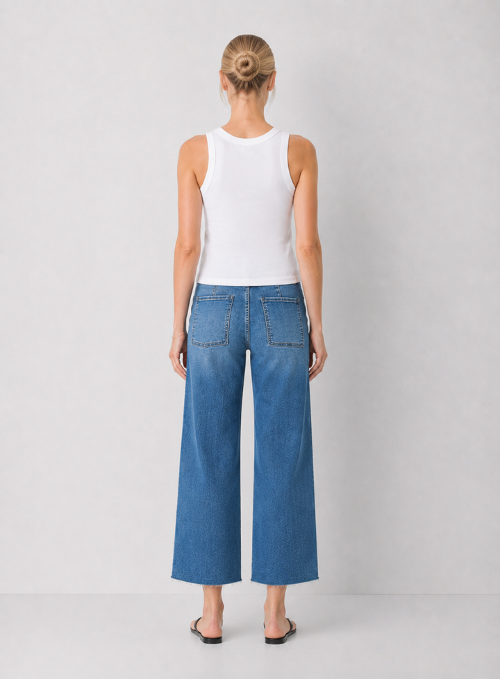 High Rise Super Soft Crop Drawstring Wide Jeans