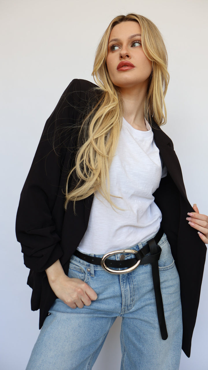 3/4 Ruched Sleeve Blazer