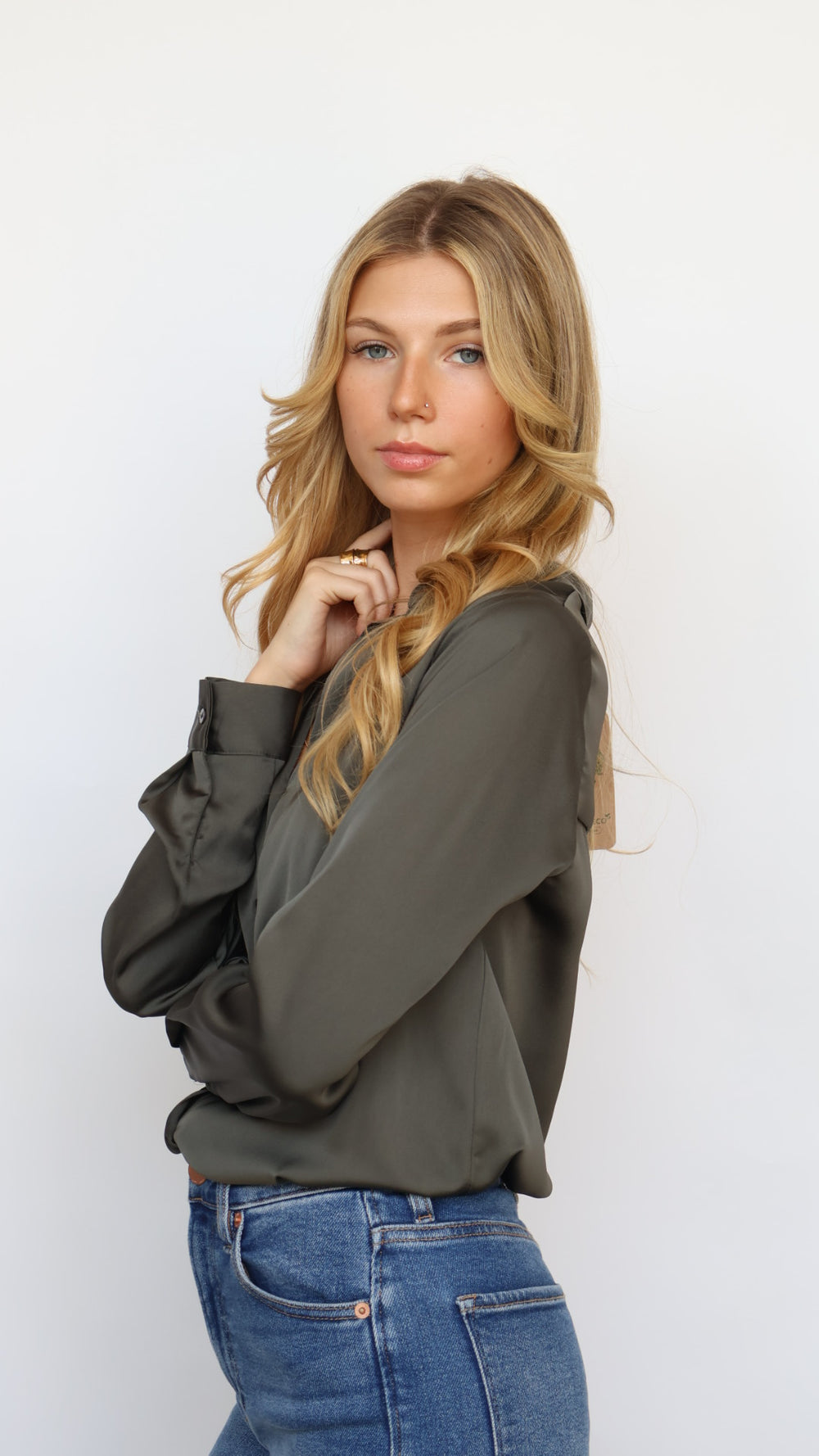 Classic Satin Button Down Blouse